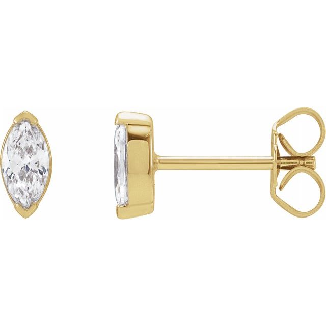 14K Gold Marquise Cut Lab- Grown Diamond Stud Earrings