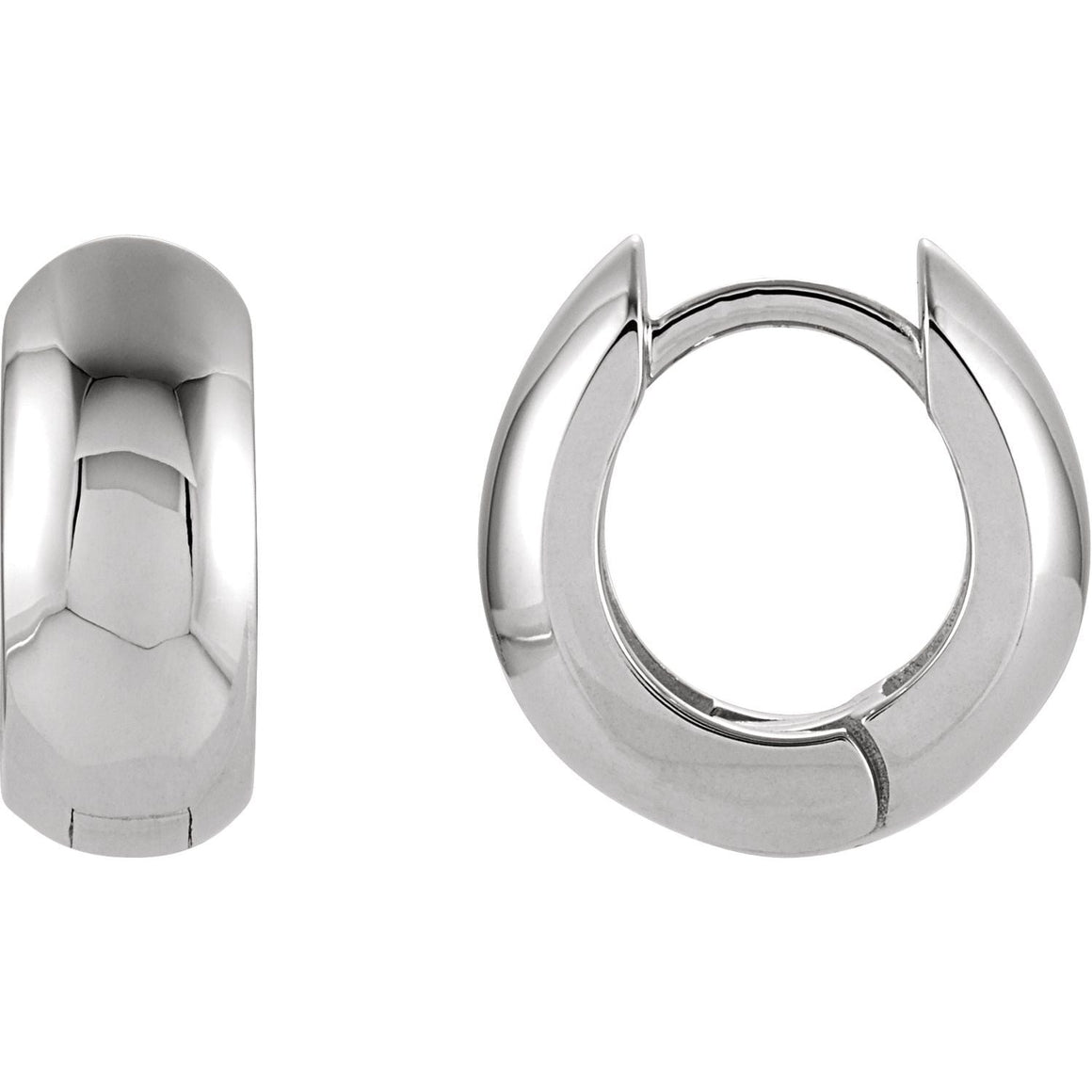 14K White Gold 12.7 x 5.5 Huggie Hoop Earrings