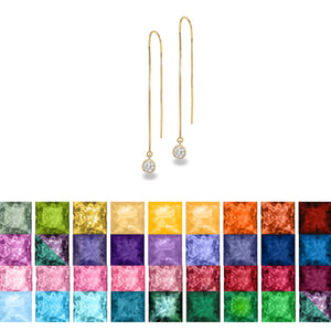 14K Yellow Gold Birthstone Threader Earrings By The Carat
