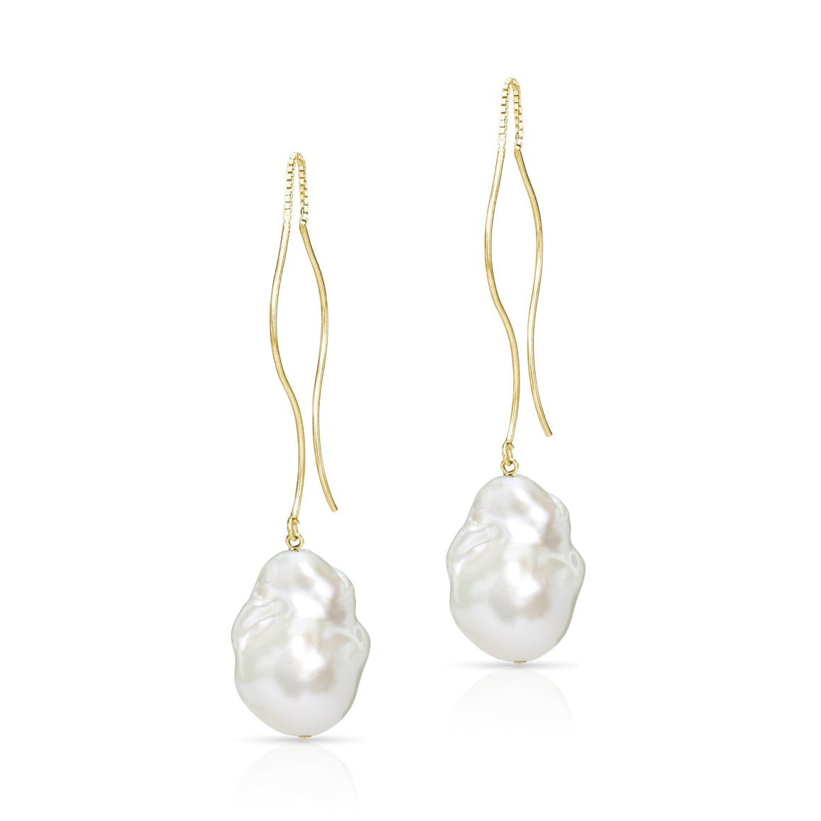 Waves 14K Gold Vermeil Baroque Freshwater Pearl Threader Earrings