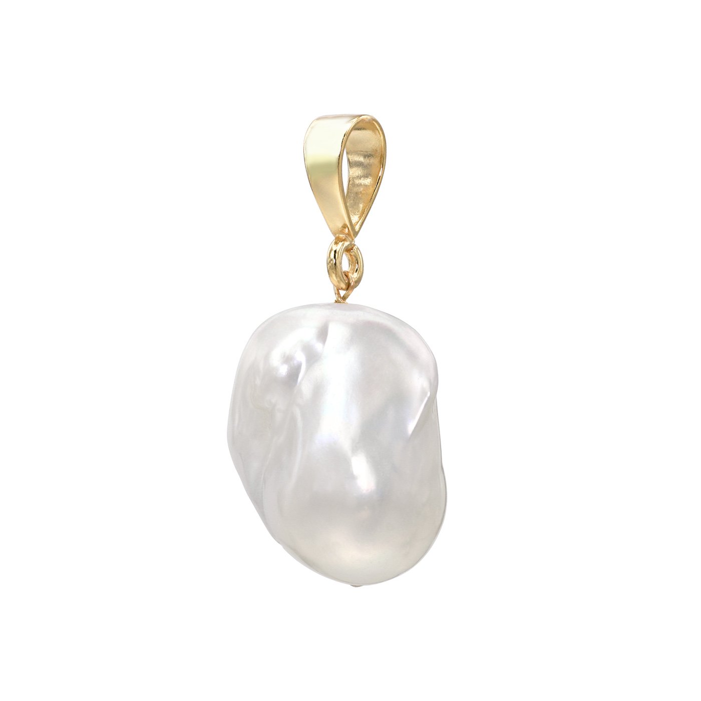 Jean Joaillerie Large White Baroque Freshwater Pearl And 1/2 Carat Diamond Charm Pendant In 14K Yellow Gold