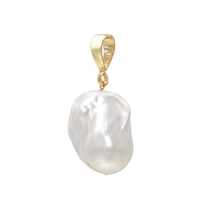 Jean Joaillerie Large White Baroque Freshwater Pearl And 1/4 Carat Diamond Charm Pendant In 14K Yellow Gold