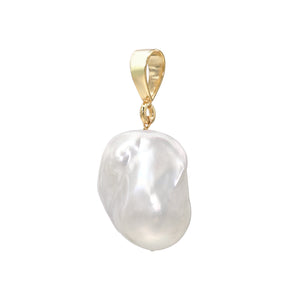 Jean Joaillerie Large White Baroque Freshwater Pearl And 1 Carat Diamond Charm Pendant In 14K Yellow Gold