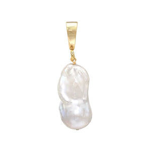 Jean Joaillerie Large White Baroque Freshwater Pearl 14K Gold Vermeil Slip On Pendant