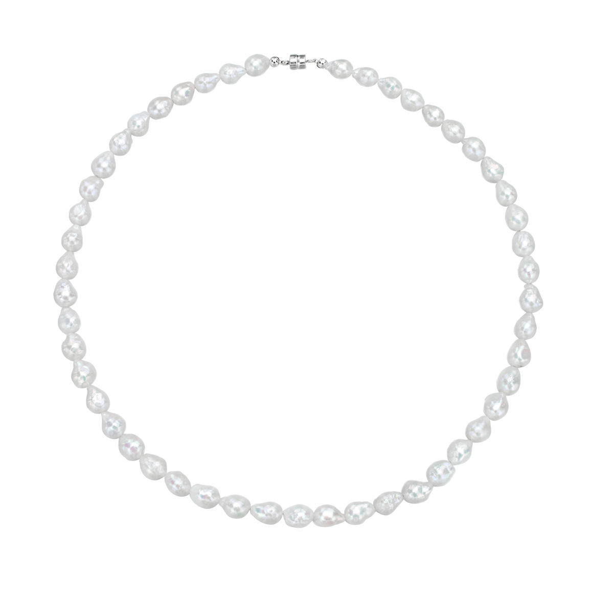 Antibes White Baroque Freshwater Pearl Necklace ~ Sterling Silver Magnetic Clasp