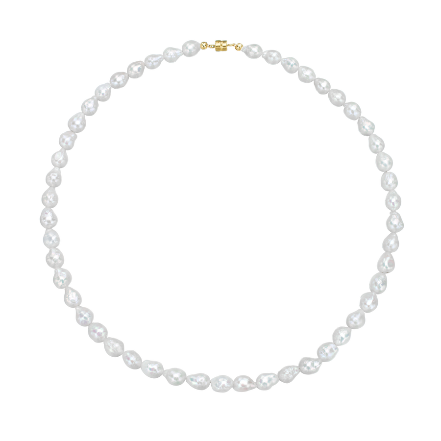 Antibes Minimalist White Baroque Freshwater Pearl Unisex Necklace ~ Sterling Silver Clasp