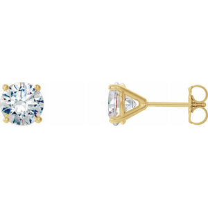 14K Gold Cocktail Style Round White  Lab-Grown Diamond Stud Earrings