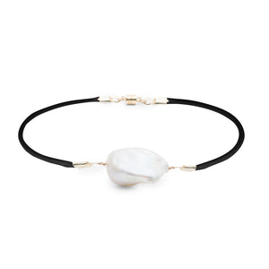 Baroque Freshwater Pearl & Satin Anklet - Gold