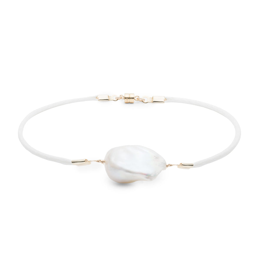 Baroque Freshwater Pearl & Satin Anklet - Gold
