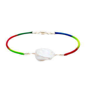 Baroque Freshwater Pearl & Satin Anklet - Gold