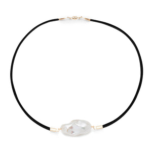 Baroque Freshwater Pearl & Satin Choker Necklace - Gold