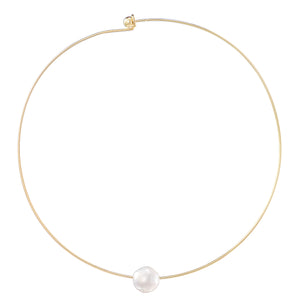 Cultured Baroque Freshwater Floating Pearl Gold Plated Neck Collar