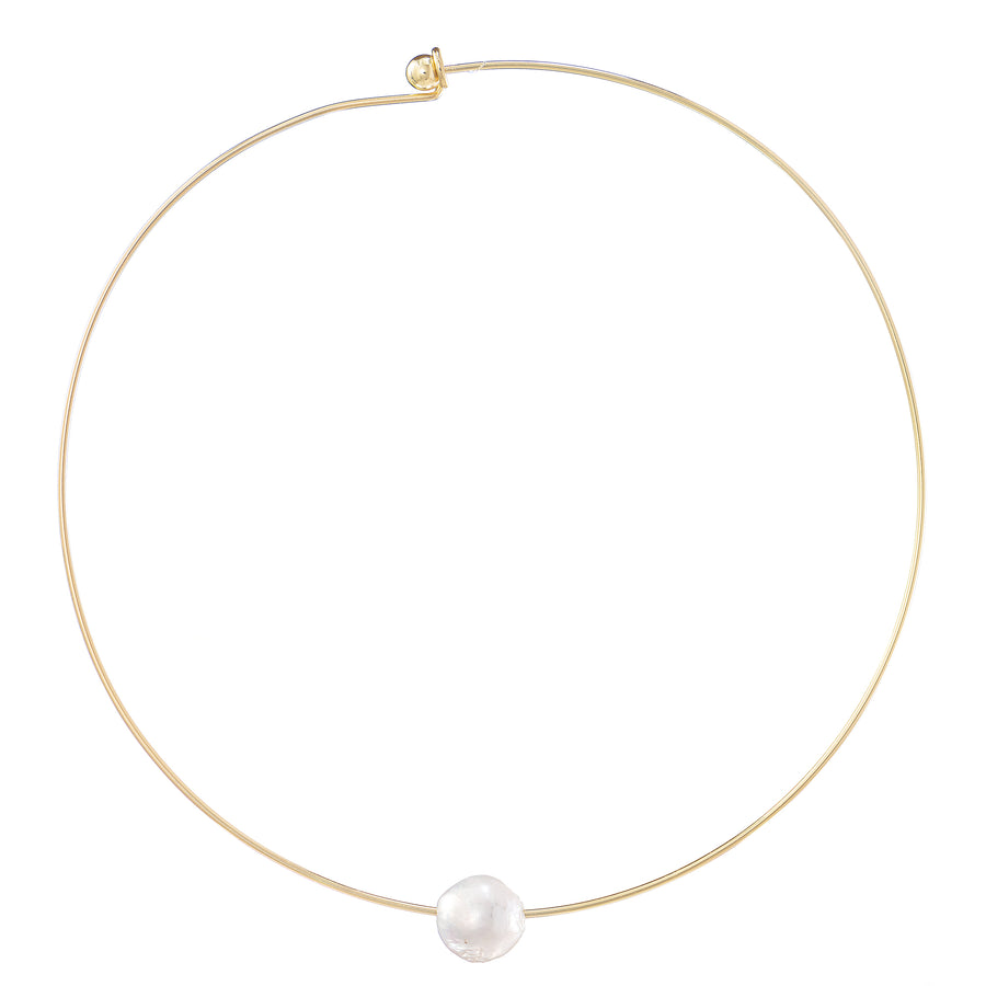 Cultured Baroque Freshwater Floating Pearl Gold Plated Neck Collar