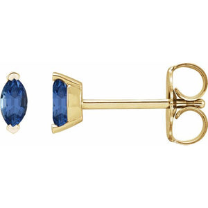 14K Gold Marquise Cut Natural Tanzanite Solitaire Stud Earrings