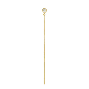14K Yellow Gold Natural Diamond Bezel Box Chain Adjustable Threader Earrings