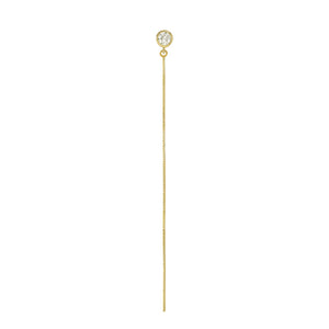 14K Rose Gold Natural Diamond Bezel Box Chain Adjustable Threader Earrings