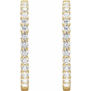 14K Gold Inside-Outside Lab-Grown White Diamond Hoop Earrings