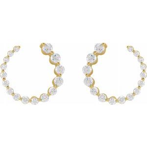 14K Gold Avant et Arrière Lab-Grown Diamond Hoop Earrings