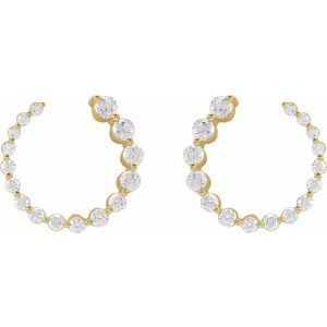 14K Gold Avant et Arrière Lab-Grown Diamond Hoop Earrings