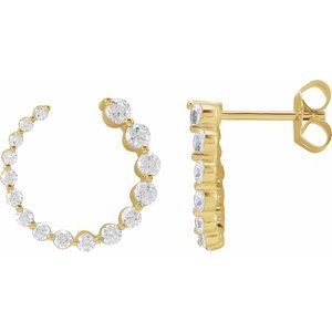 14K Gold Avant et Arrière Lab-Grown Diamond Hoop Earrings