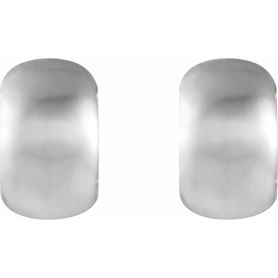 14K Brushed Platinum 11.5 mm Huggie Hoop Earrings