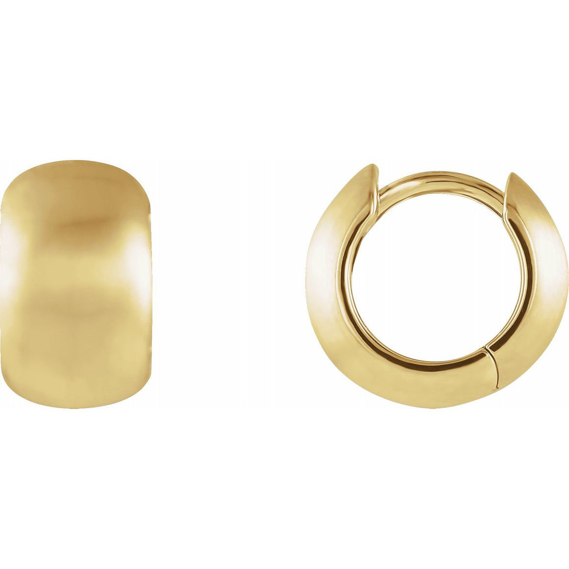 14K Brushed Yellow Gold 11.5 mm Huggie Hoop Earrings