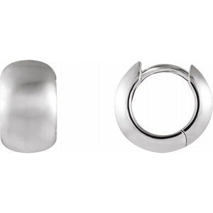 14K Brushed Platinum 11.5 mm Huggie Hoop Earrings