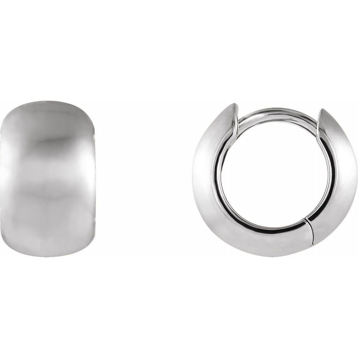 14K Brushed Platinum 11.5 mm Huggie Hoop Earrings