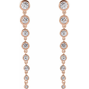 14K Gold Long Diamond Dangle Cascade Earrings