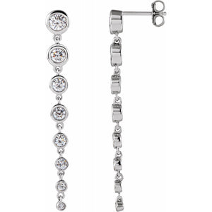 14K Gold Long Diamond Dangle Cascade Earrings