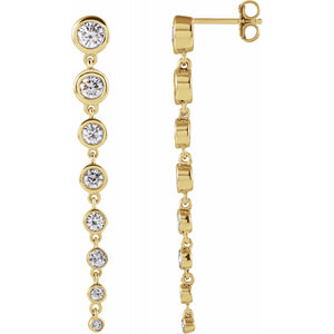 14K Gold Long Diamond Dangle Cascade Earrings