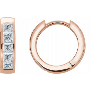 14K Gold Channel-Set 9/10 Carat Diamond Hoop Earrings