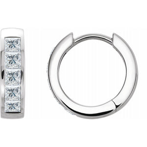 14K Gold Channel-Set 9/10 Carat Diamond Hoop Earrings