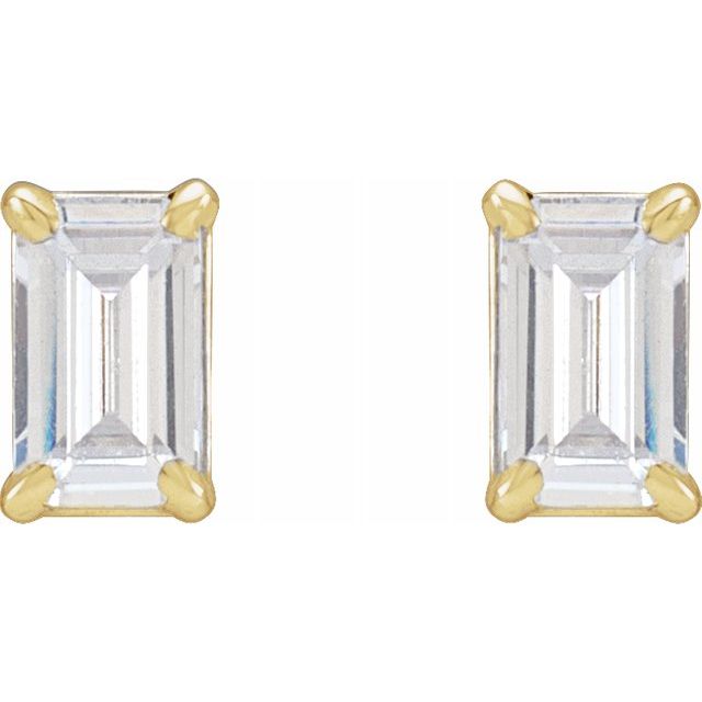 14K Gold Emerald Cut Lab-Grown Diamond Stud Earrings