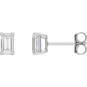 14K Gold Emerald Cut Lab-Grown Diamond Stud Earrings
