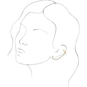 14K Gold Single Ear Cuff With 1/10 Carat Diamond Chain Earring