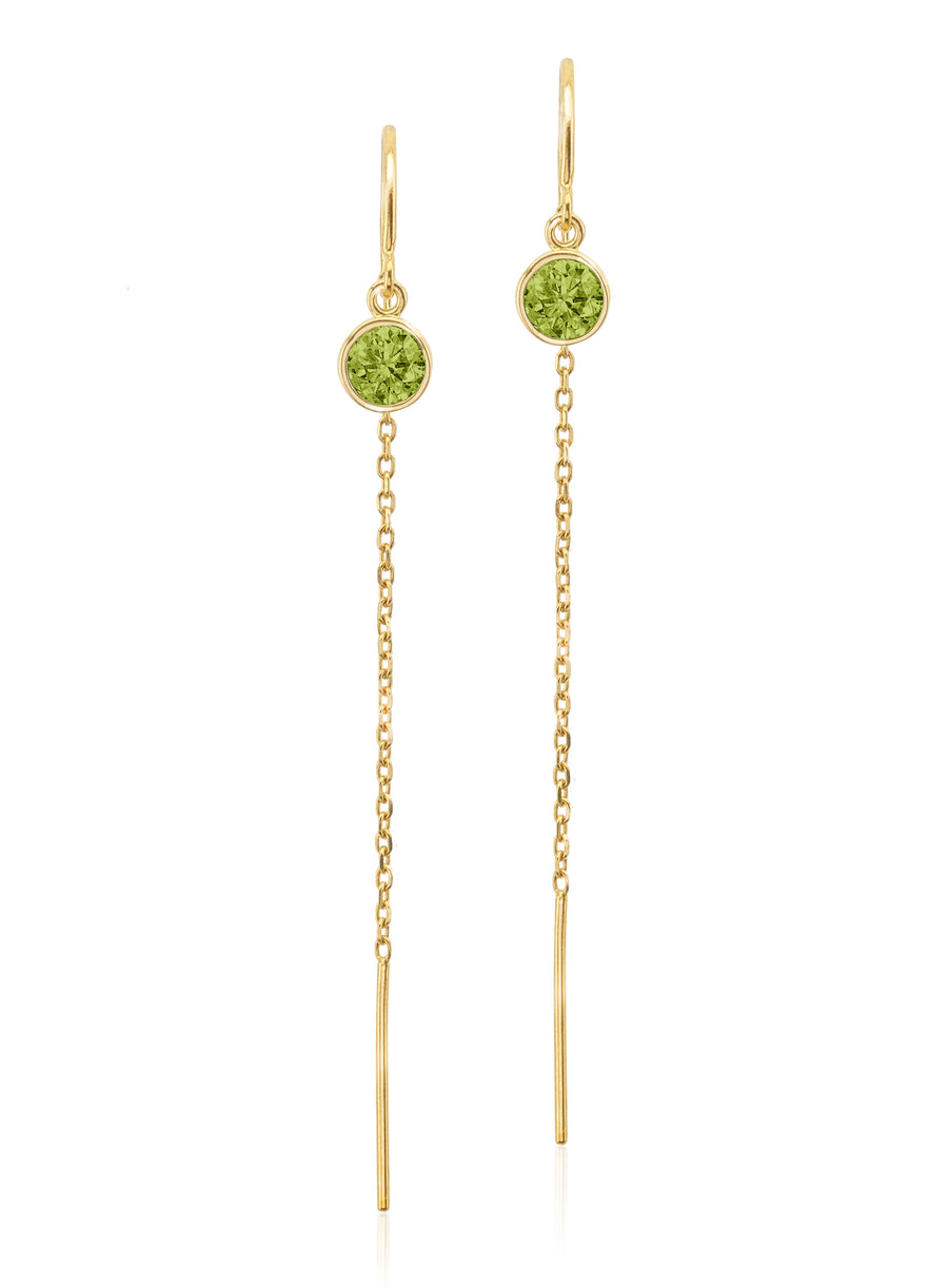 Sterling Silver Floating Peridot Cable Chain Threader Earrings