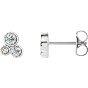 Les Petits Diamants Platinum Diamond Round Cluster Earrings