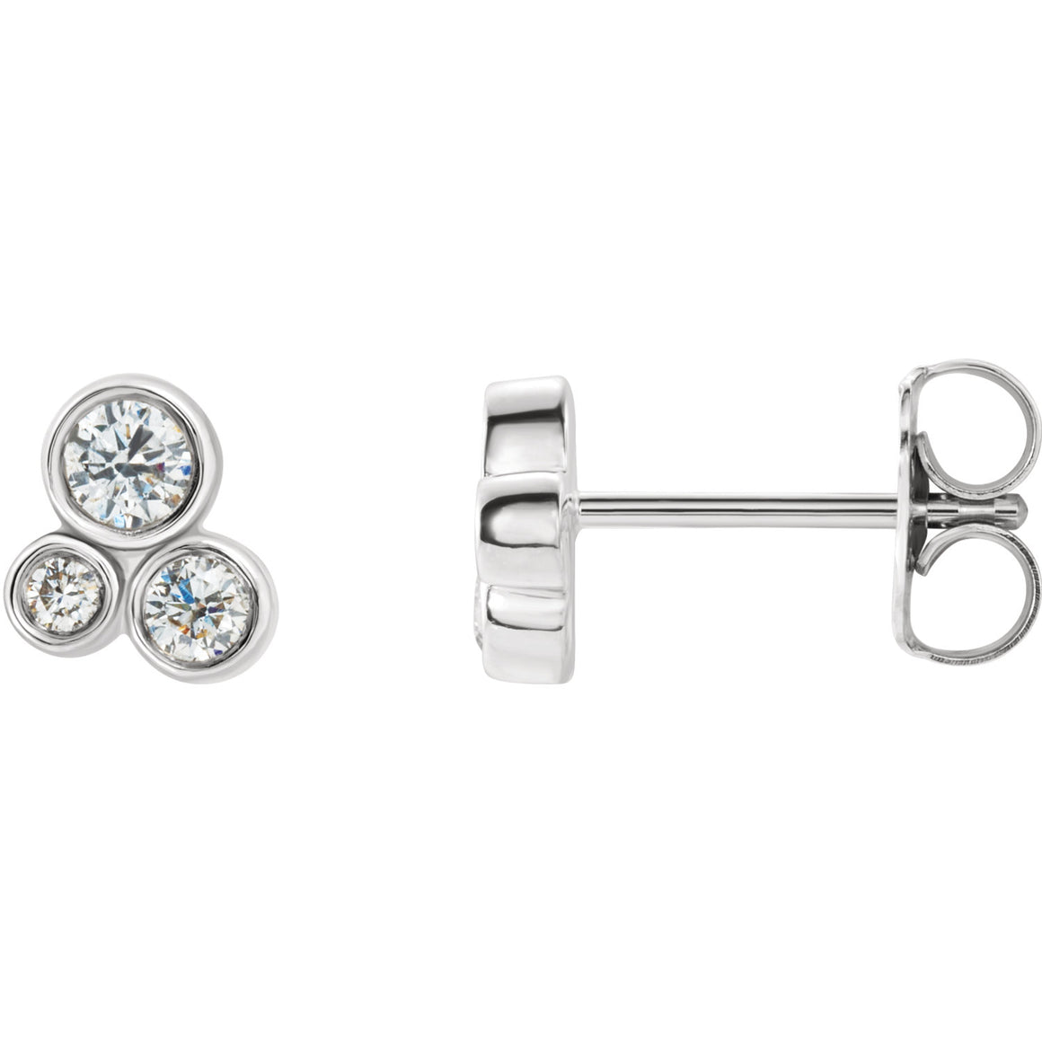 Les Petits Diamants Platinum Diamond Round Cluster Earrings