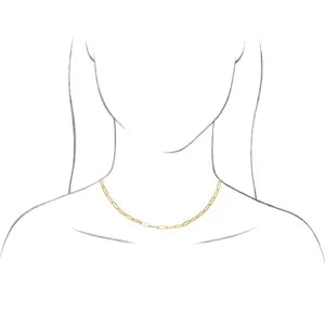 14K Yellow Gold 3.85mm Long Link Elongated PaperClip Chain Necklace