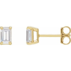 14K Gold Emerald Cut Lab-Grown Diamond Stud Earrings