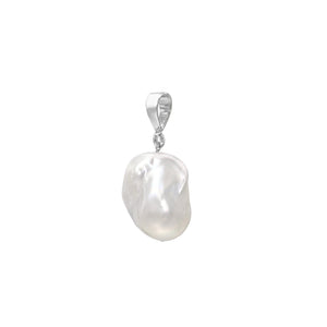 Jean Joaillerie Large White Baroque Freshwater Pearl And 1 Carat Diamond Charm Pendant In Sterling Silver
