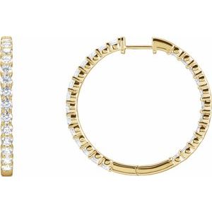 14K Gold Inside-Outside Lab-Grown White Diamond Hoop Earrings