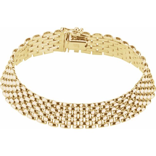 Women's 7 Inch Solid 14K Yellow Gold Panther Bracelet