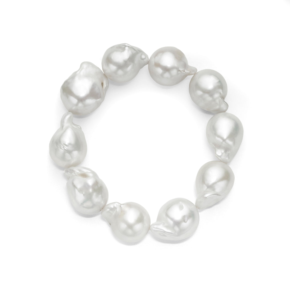 Les Trois Corniches White Freshwater Baroque Pearl Stretch Bracelet