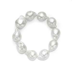 Les Trois Corniches White Freshwater Baroque Pearl Stretch Anklet