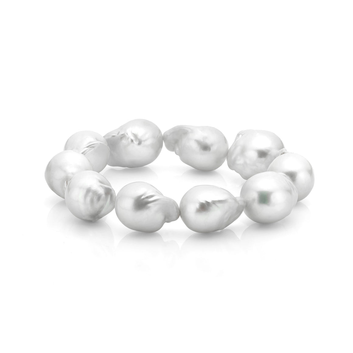 Les Trois Corniches White Freshwater Baroque Pearl Stretch Anklet