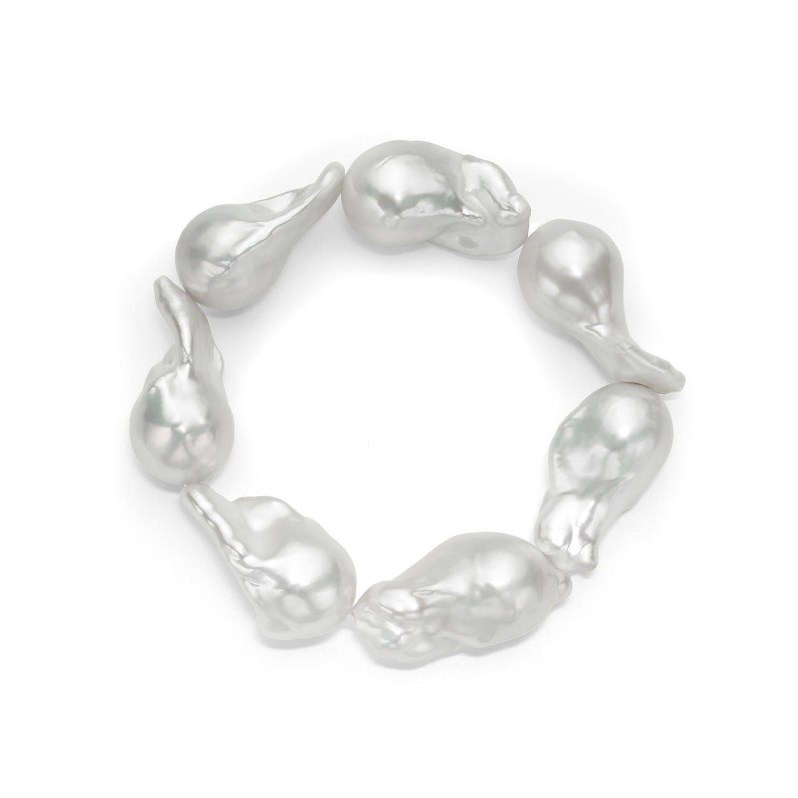 Le Croisette Large AAAA White Freshwater Baroque Pearl Stretch Bracelet