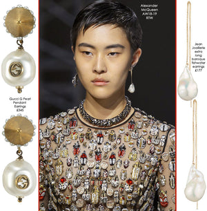 Extra Long Adjustable 14 - Karat Gold Filled Triple White Baroque Freshwater Pearl Threader Earrings