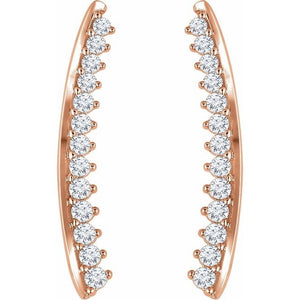 14K Gold 1/3 Carat Diamond Curves Ear Climber Earrings